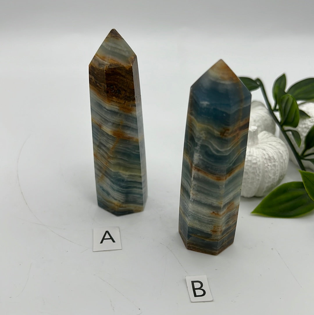 Aquatine Lemurian Calcite Tower (blue onyx)