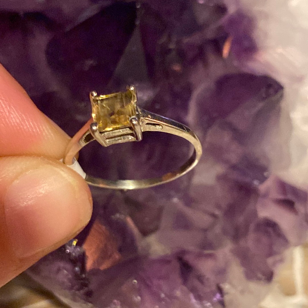 Citrine 925 Facet Sterling Silver Ring -  Size N