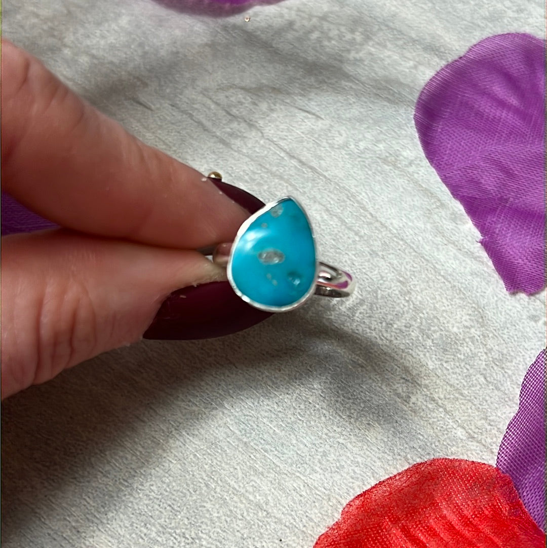 Turquoise Sleeping Beauty  - RARE 925 Ring - Size  L 1/2 - M