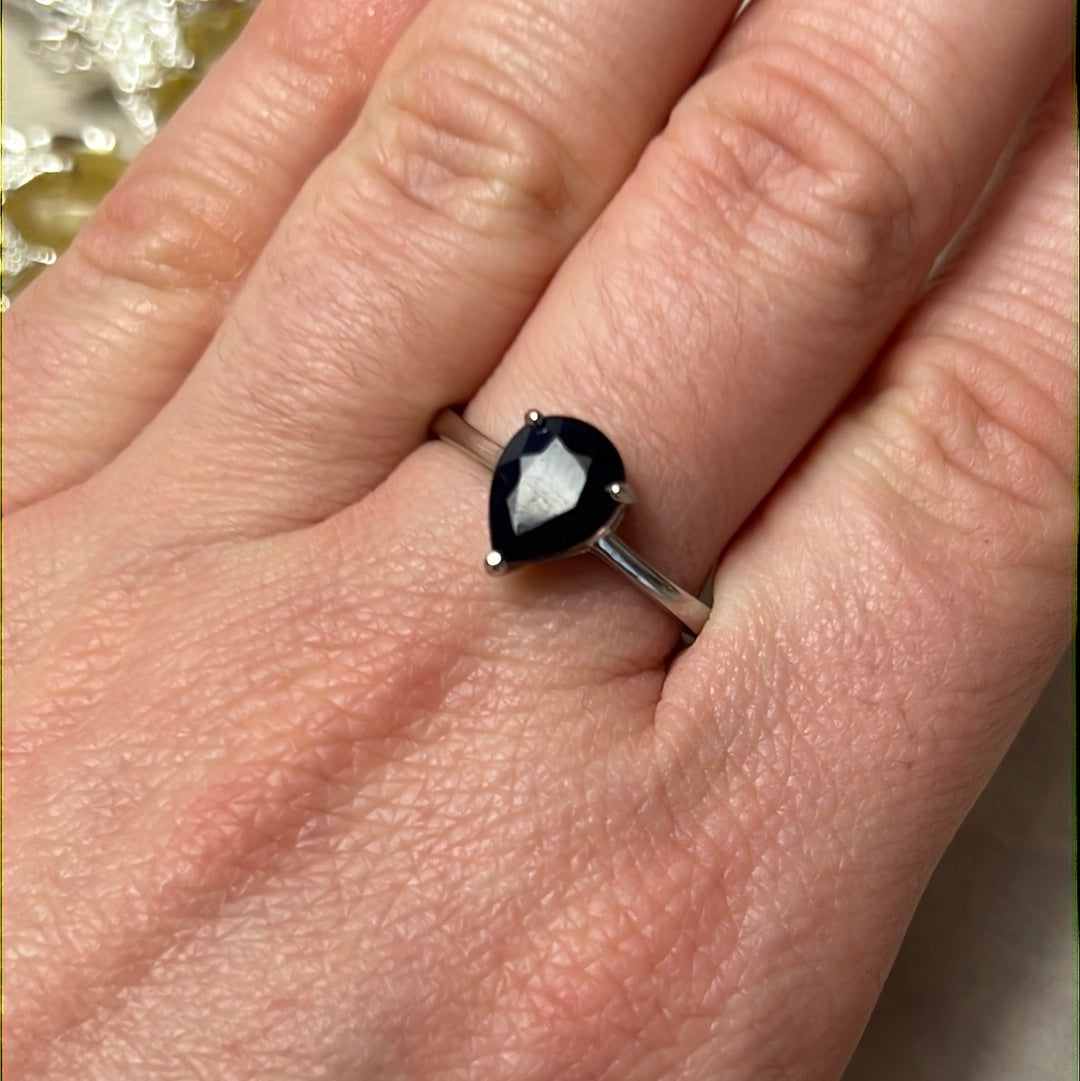 Sapphire AA GRADE 925 Sterling Silver Ring - Size Q