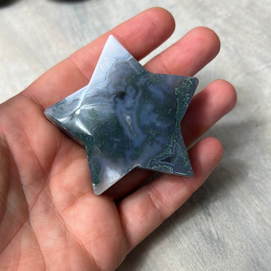Moss Agate Puff Chunky Star