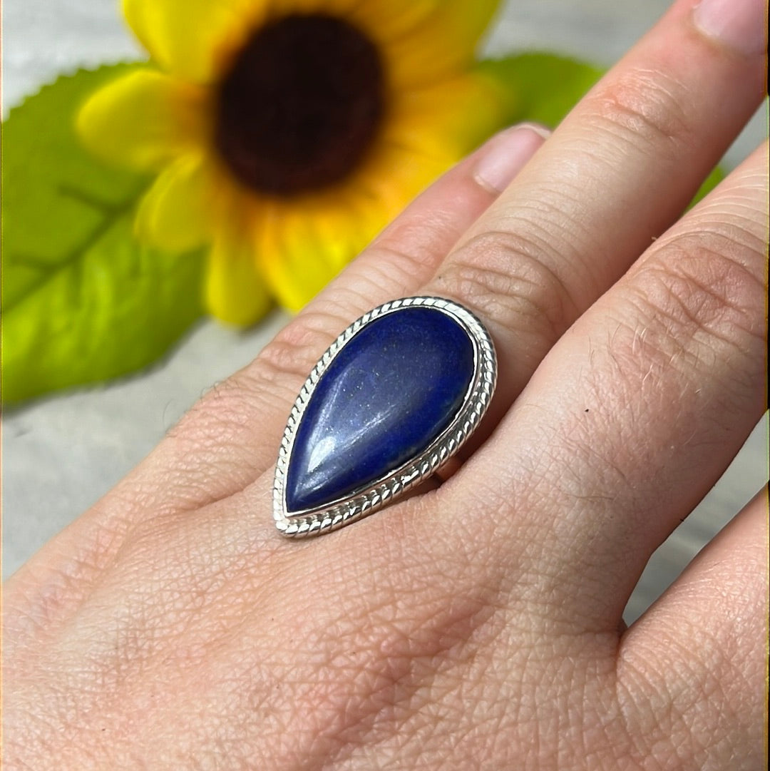 Lapis 925 Sterling Silver Ring - Size L 1/2