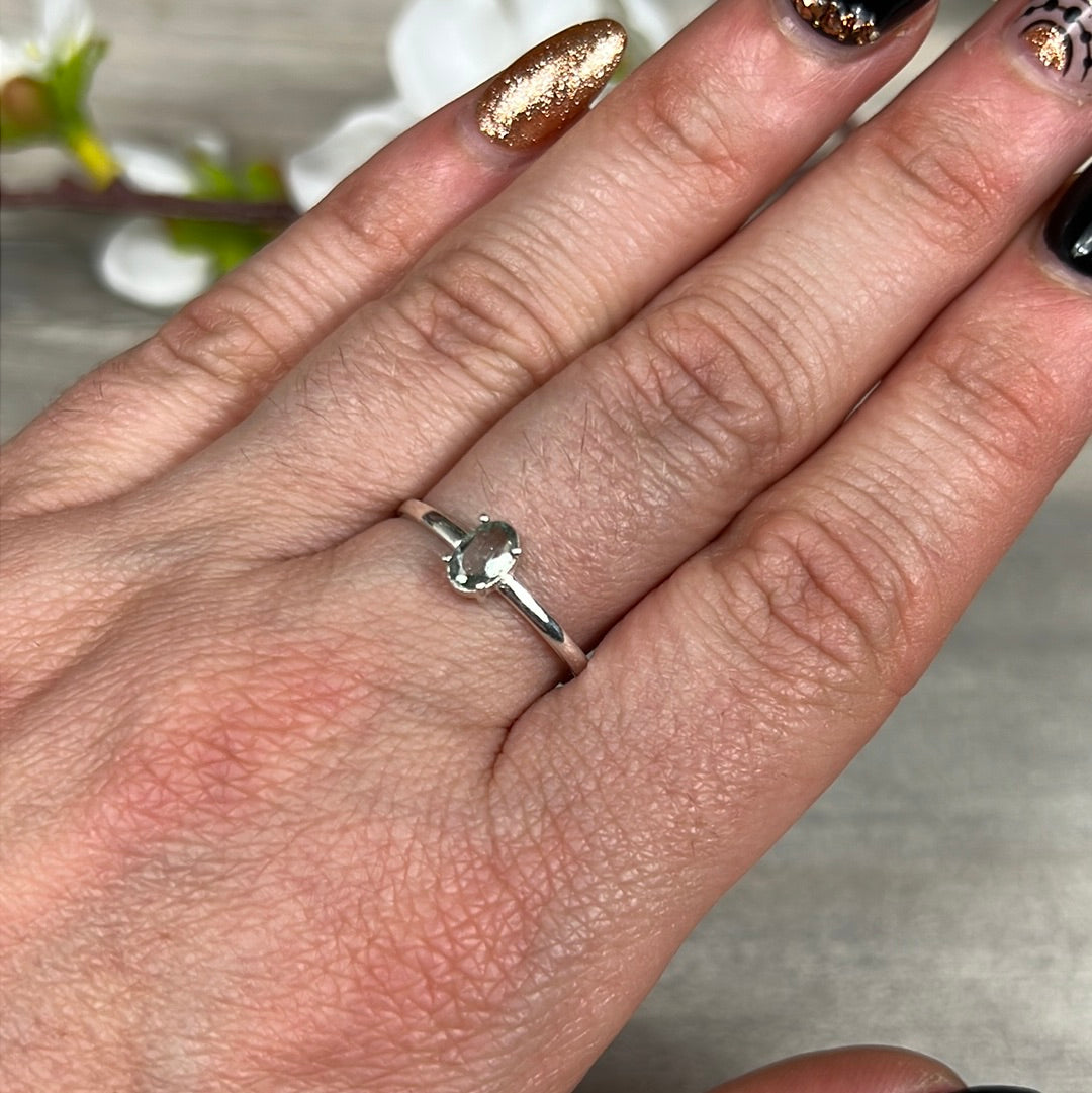 Blue Tourmaline Facet 925 Silver Ring - Size Q