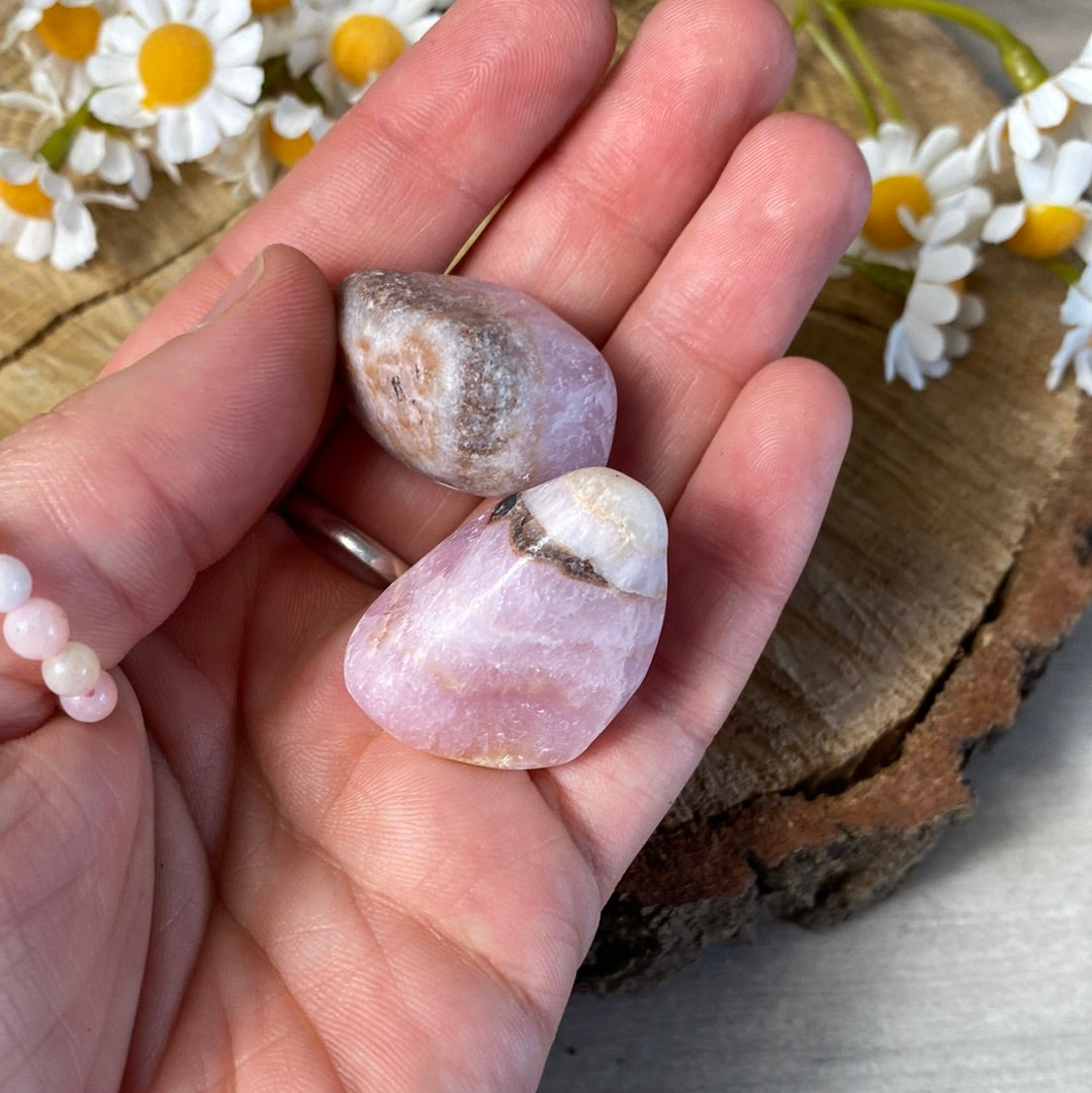 Pink Aragonite tumble tumblestone