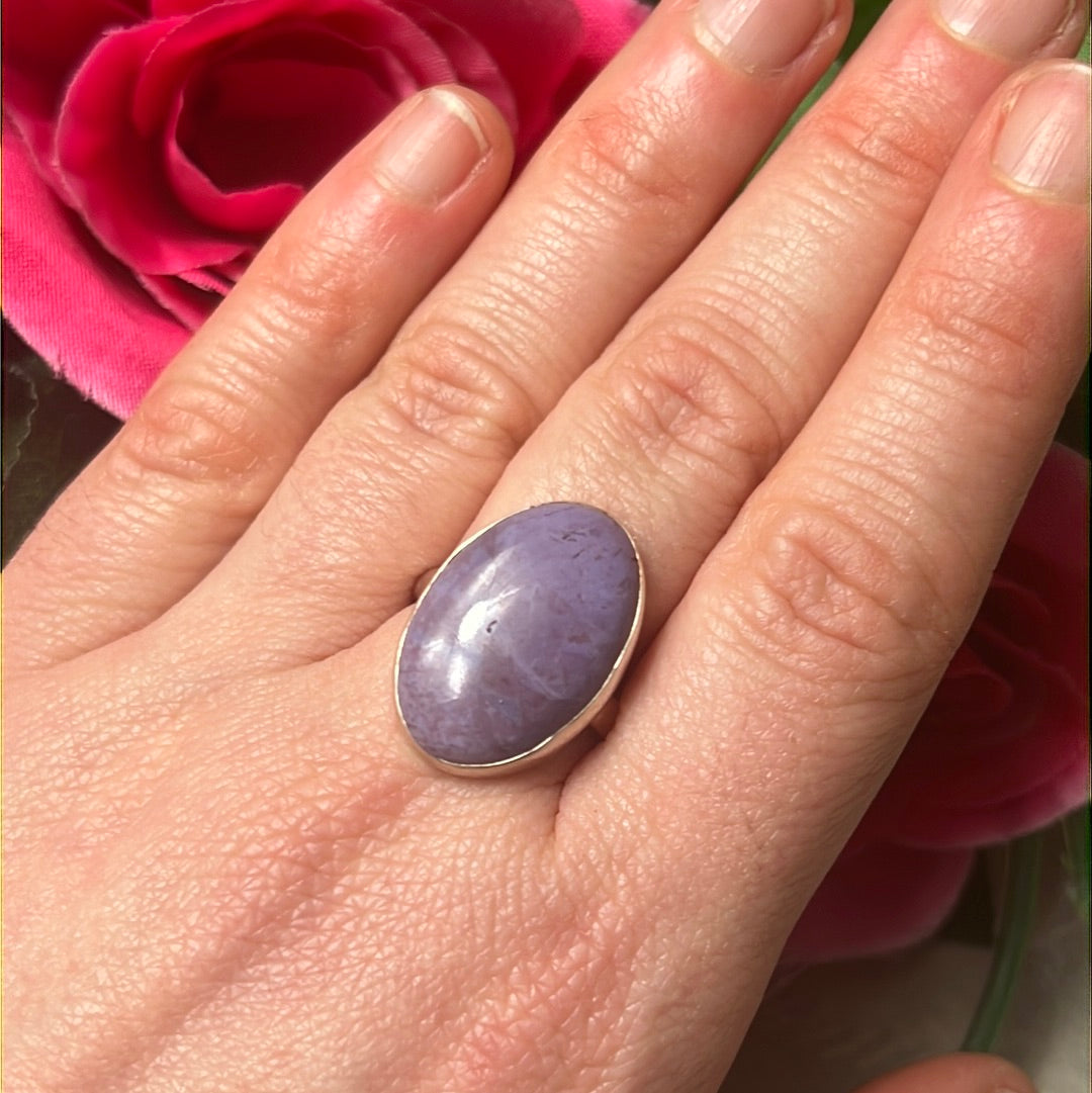 Purple Jade Natural 925 Sterling Silver Ring -  Size P - P 1/2