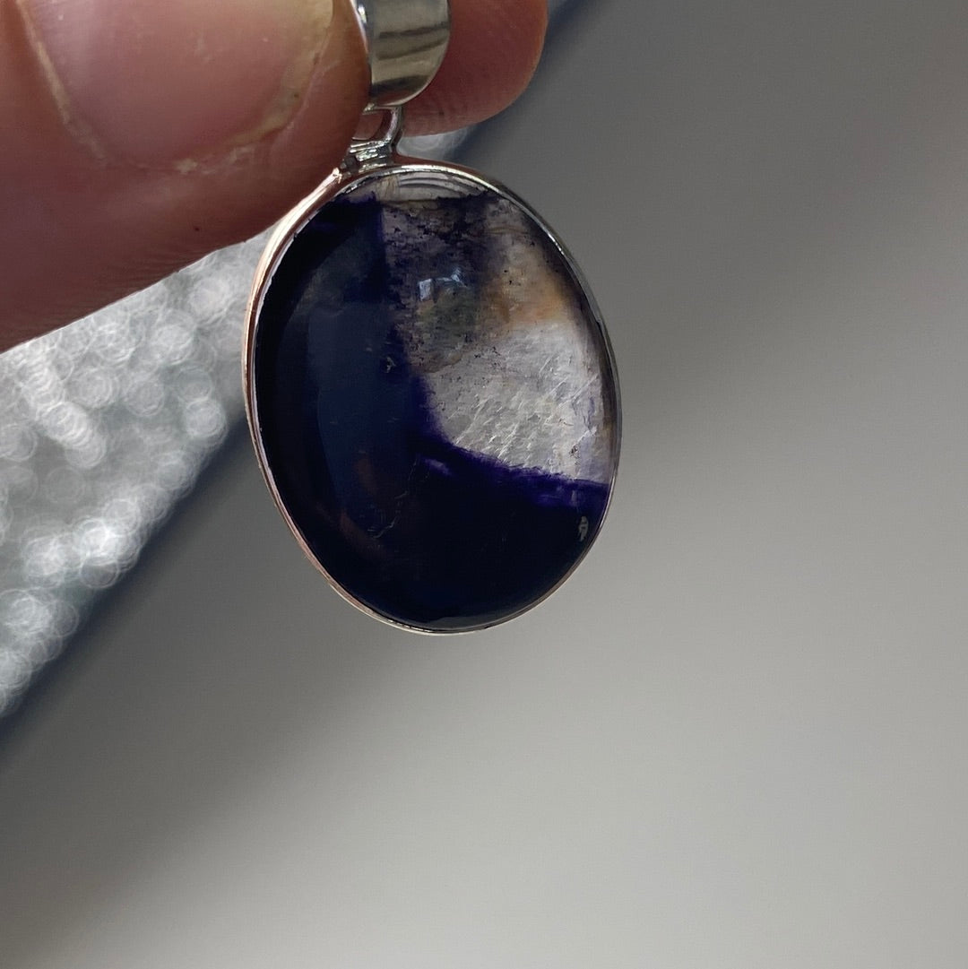 Blue John UK Fluorite Pendant 925 Silver