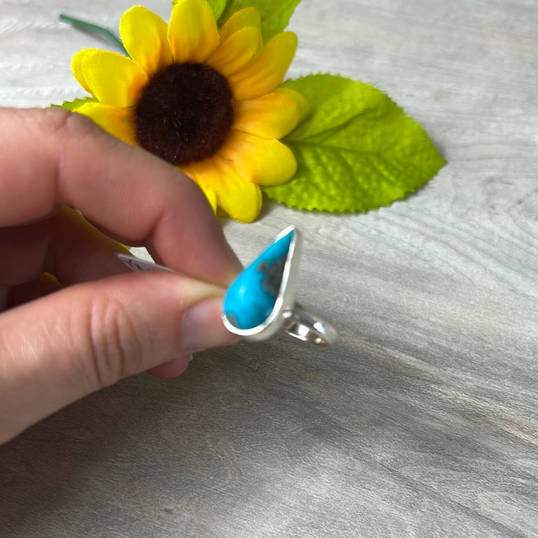 Andean Blue Opal 925 Sterling Silver Ring -  Size L 1/2