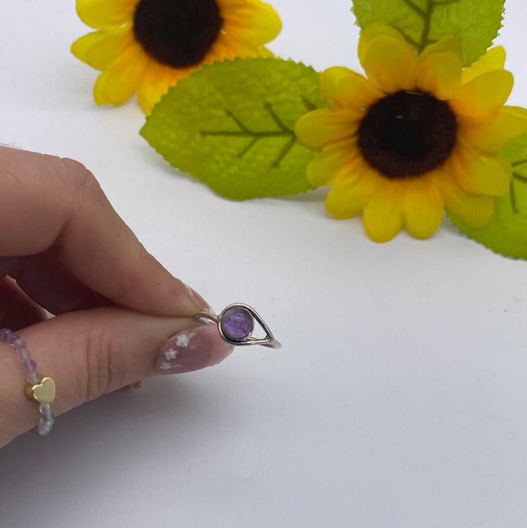 Amethyst 925 Sterling Silver Ring -  Size P - P 1/2