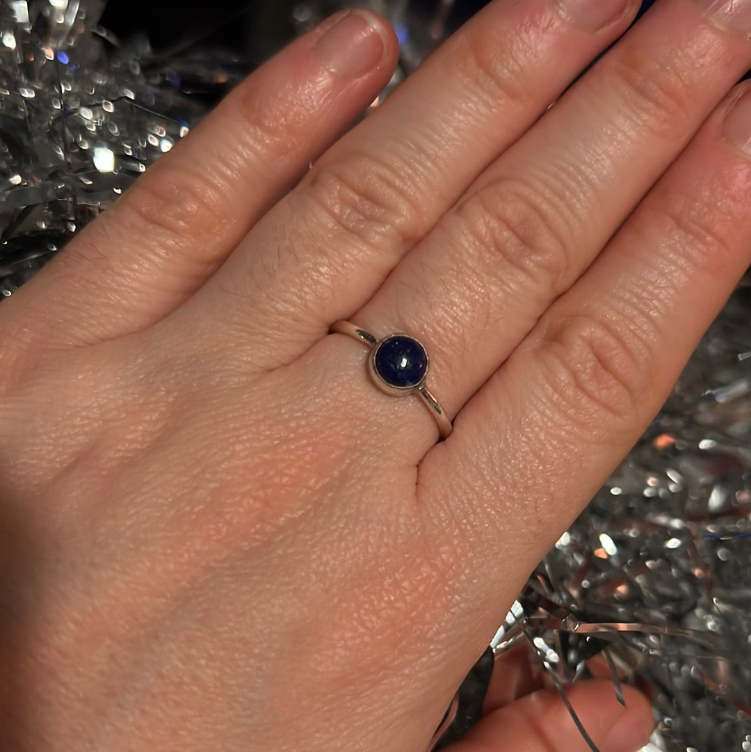 Lapis Dainty 925 Silver Ring - Size N 1/2