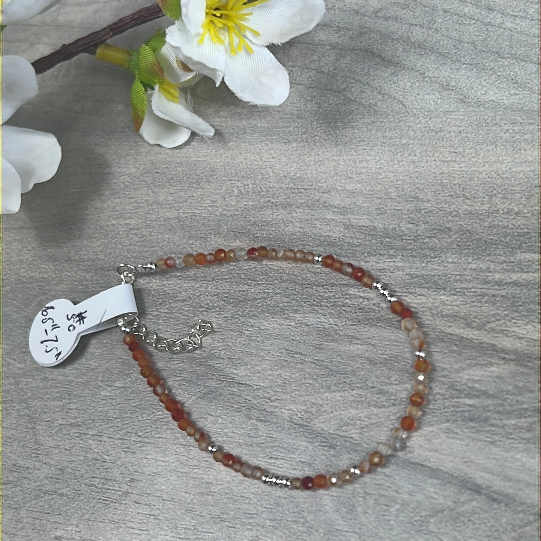 Crystal Bracelet with 10 silver beads - 925 Silver Adjustable