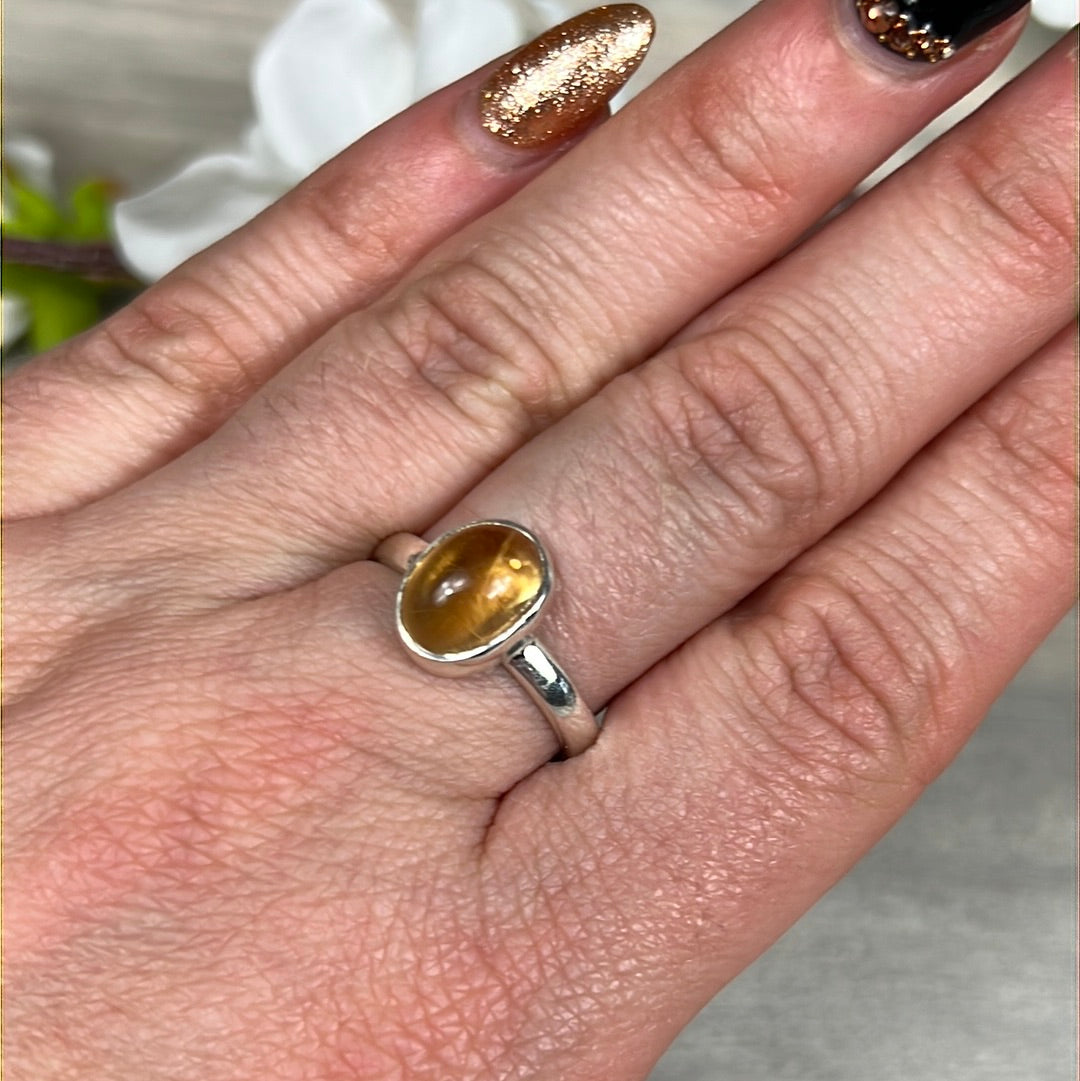 Citrine 925 Sterling Silver Ring -  Size O 1/2