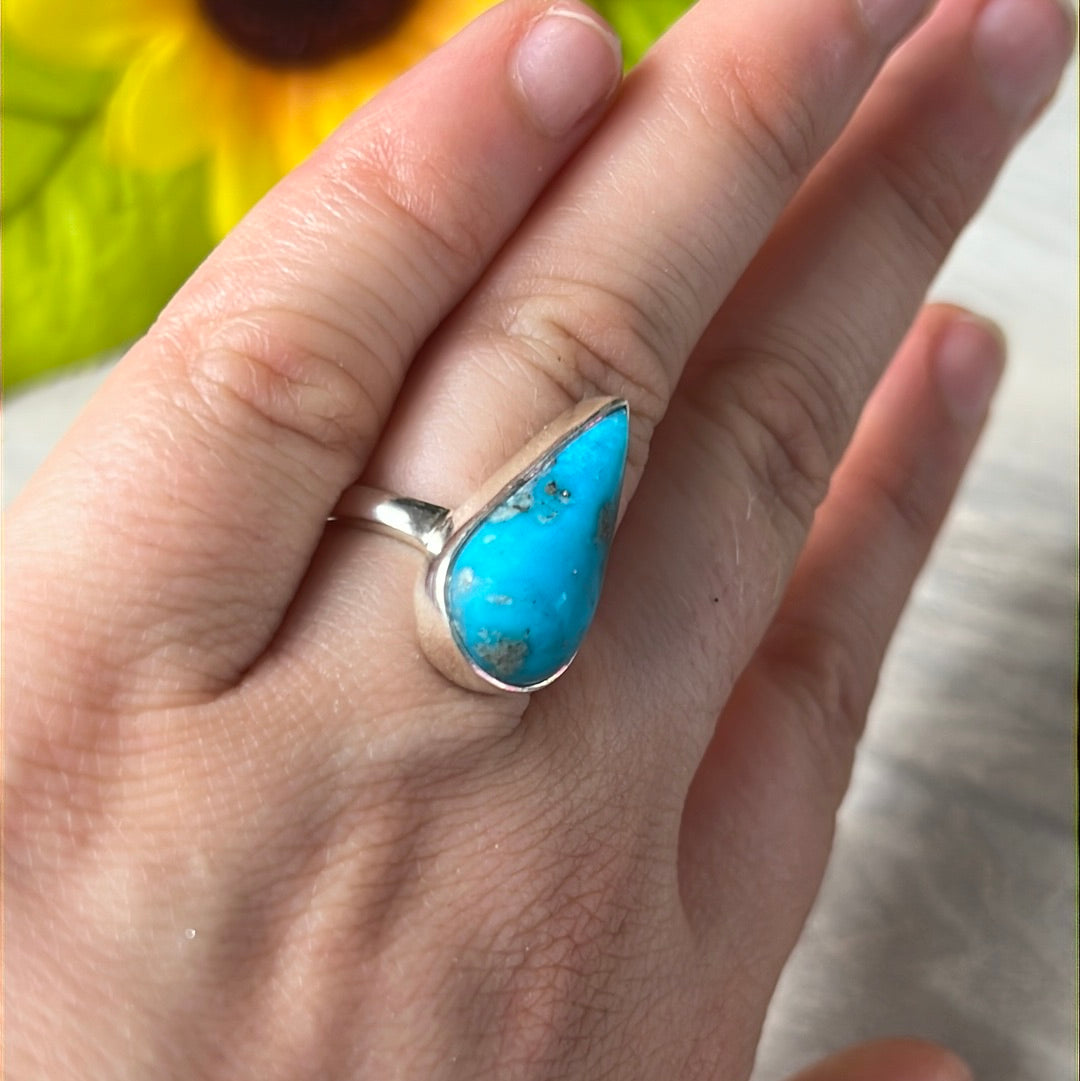 Andean Blue Opal 925 Sterling Silver Ring -  Size L 1/2