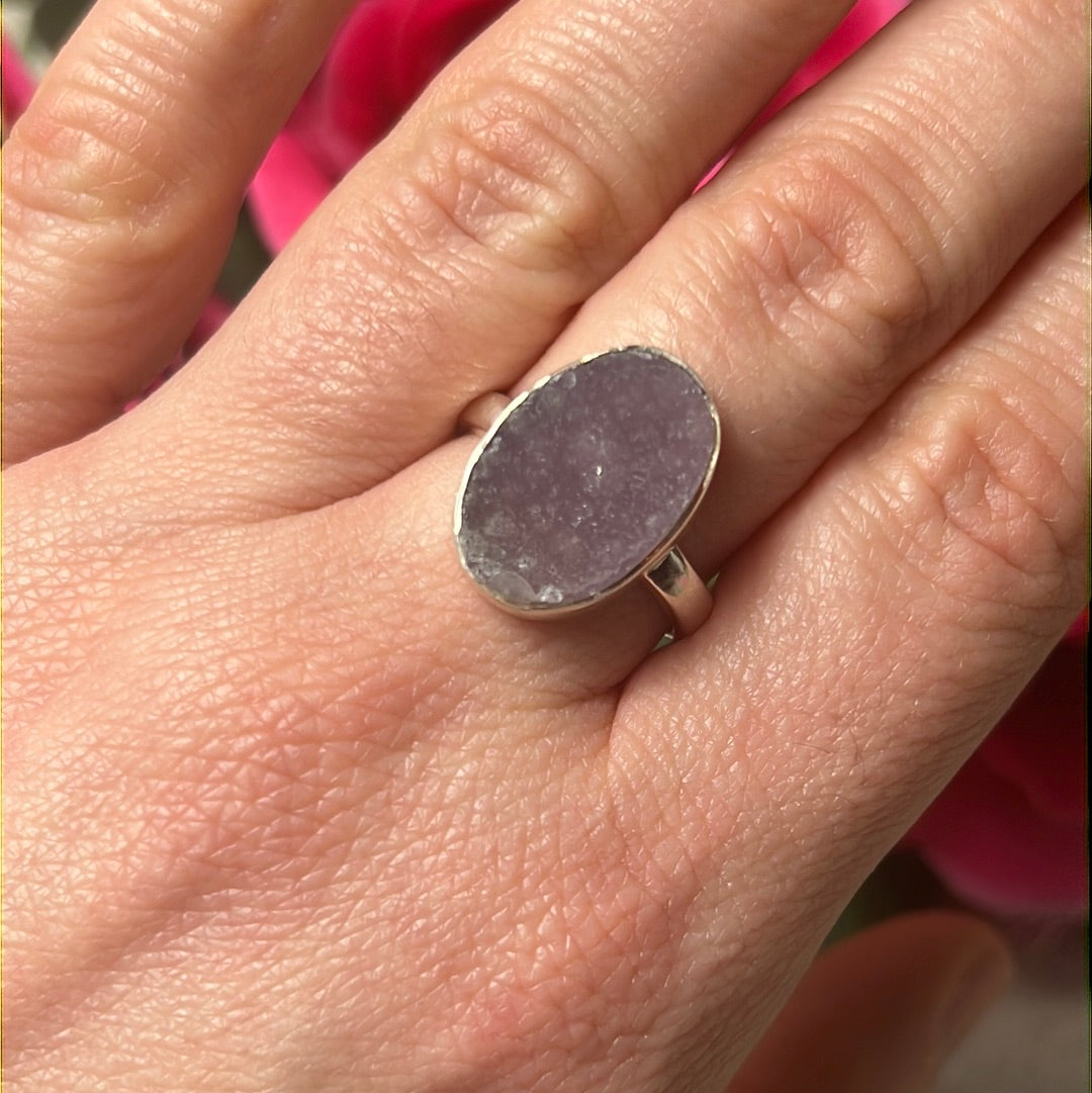Grape Agate - RARE 925 Sterling Silver Ring - Size N 1/2