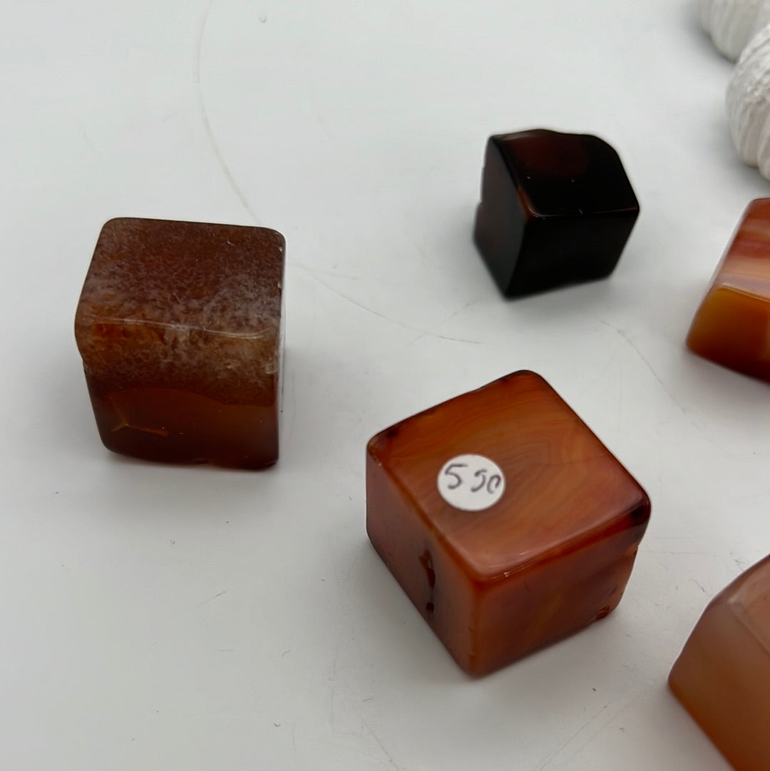Carnelian polished cubes tumbles