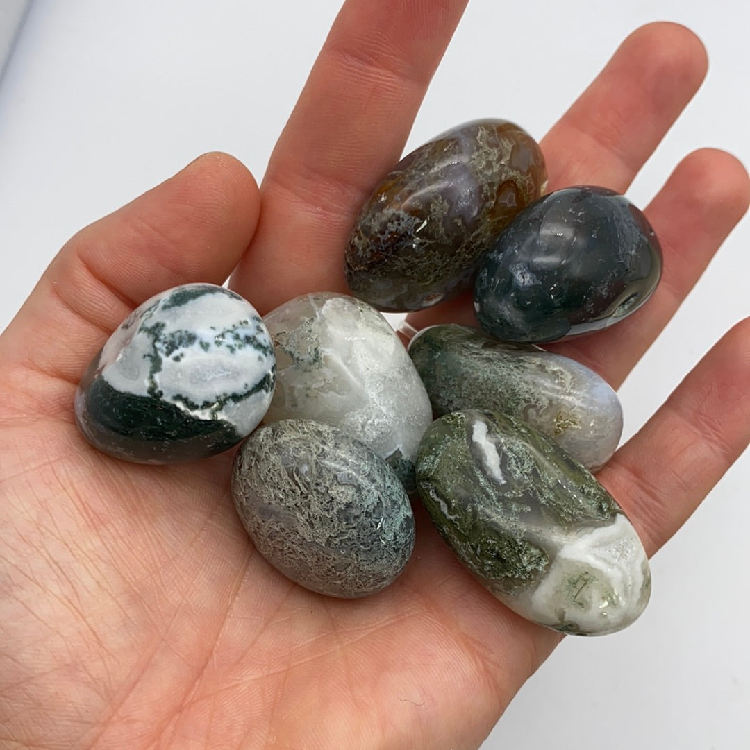 XL Moss Agate polished tumble tumblestone