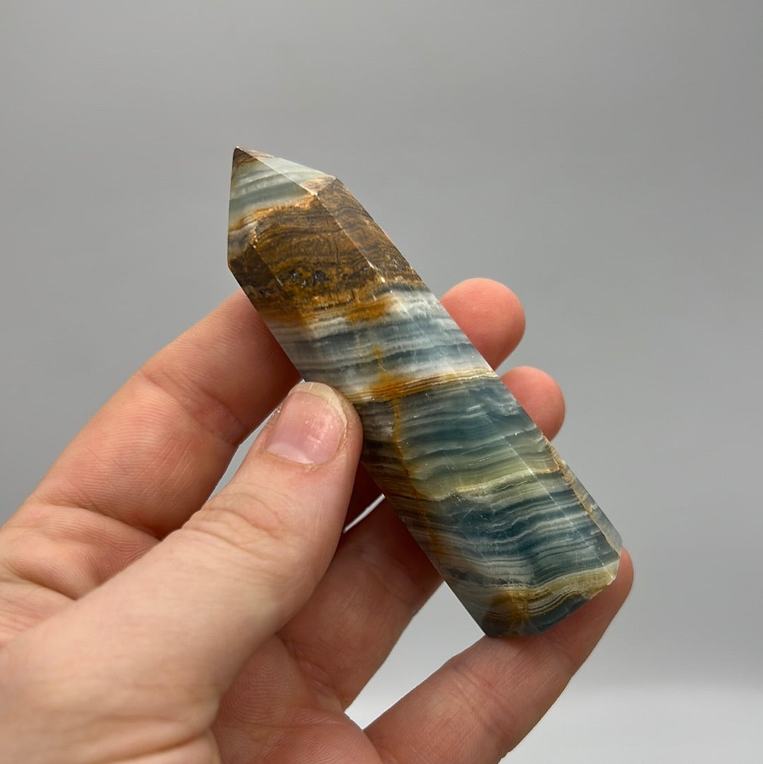 Aquatine Lemurian Calcite Tower (blue onyx)