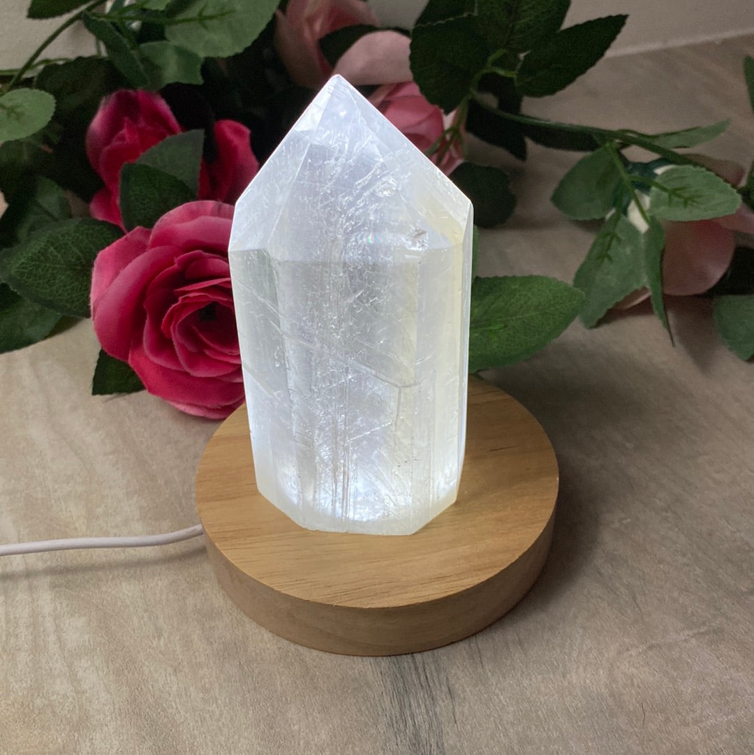 Wood White Light base lamp stand - USB 10cm