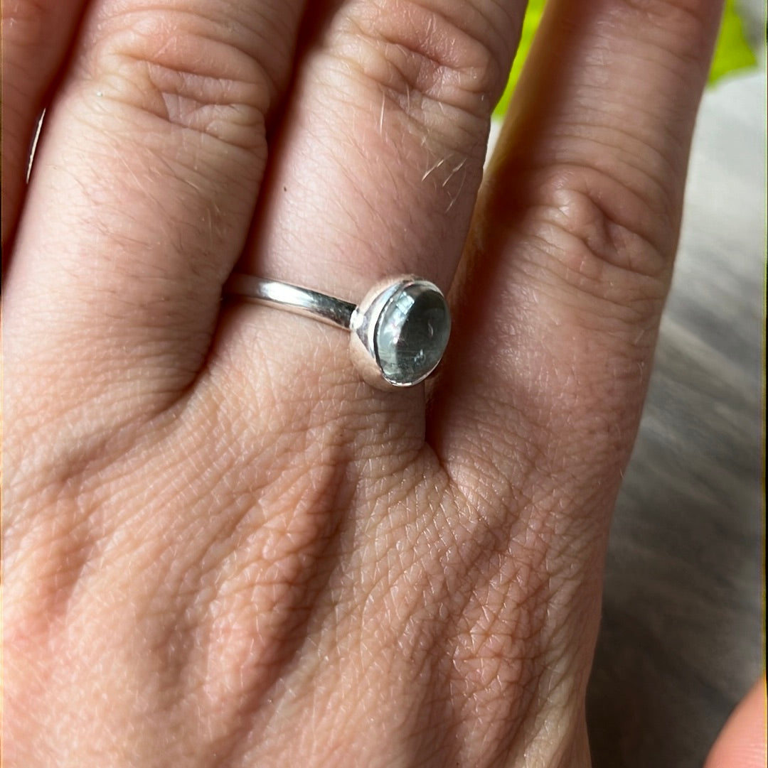Aquamarine 925 Silver Ring -  Size N 1/2