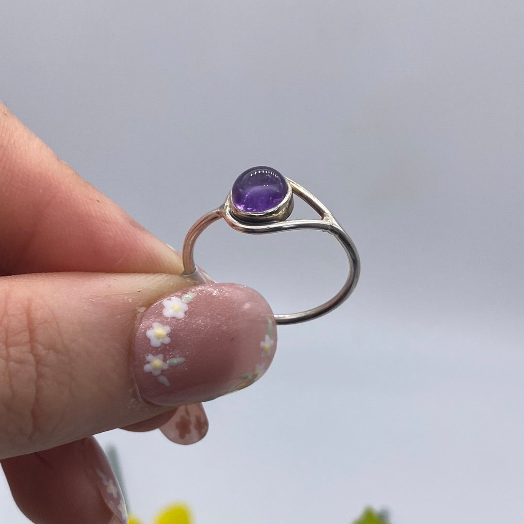 Amethyst 925 Sterling Silver Ring -  Size P - P 1/2