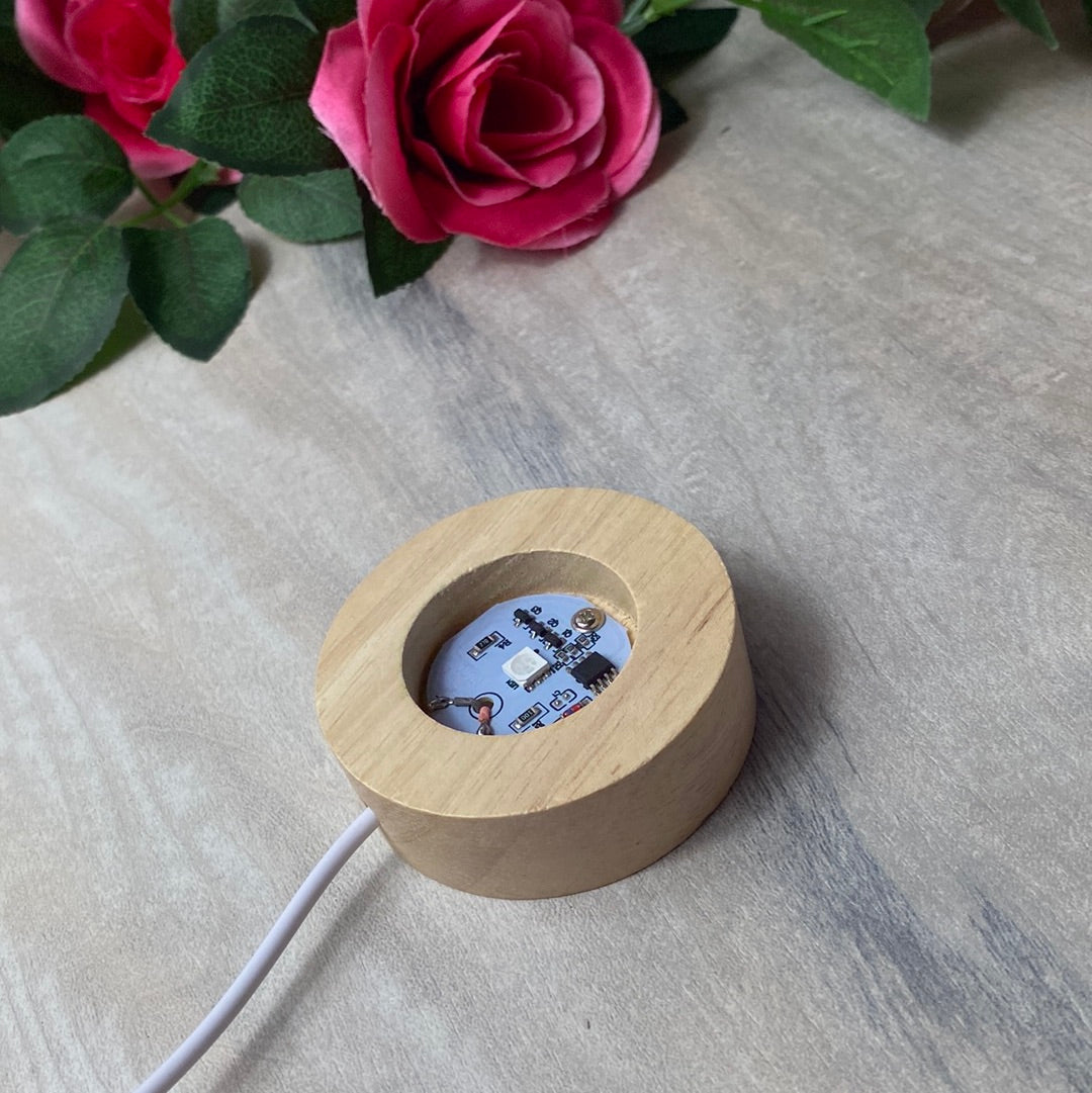 Wood Multicoloured Light lamp base stand - USB 60mm