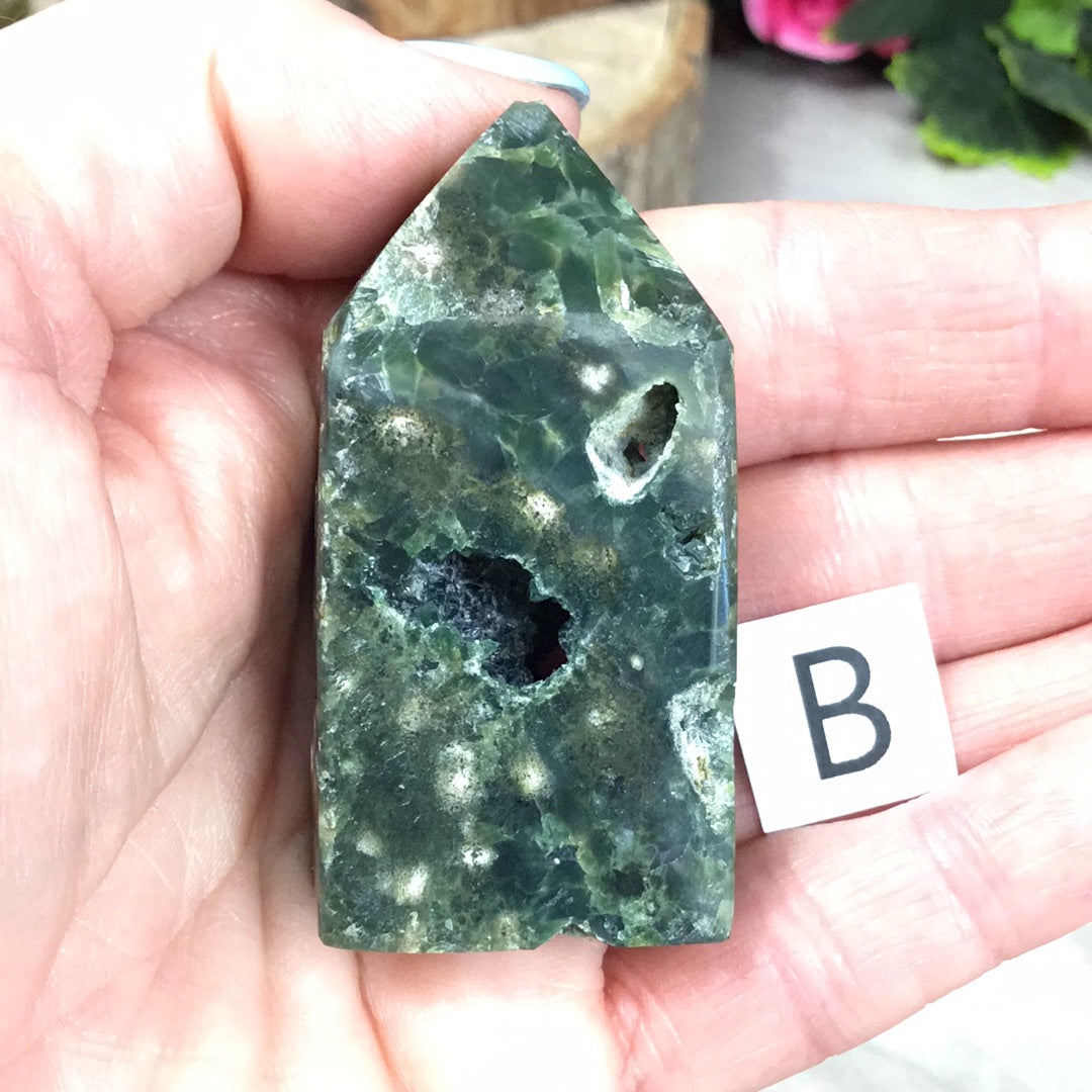 Druzy Ocean Jasper OJ Obelisk Tower Point