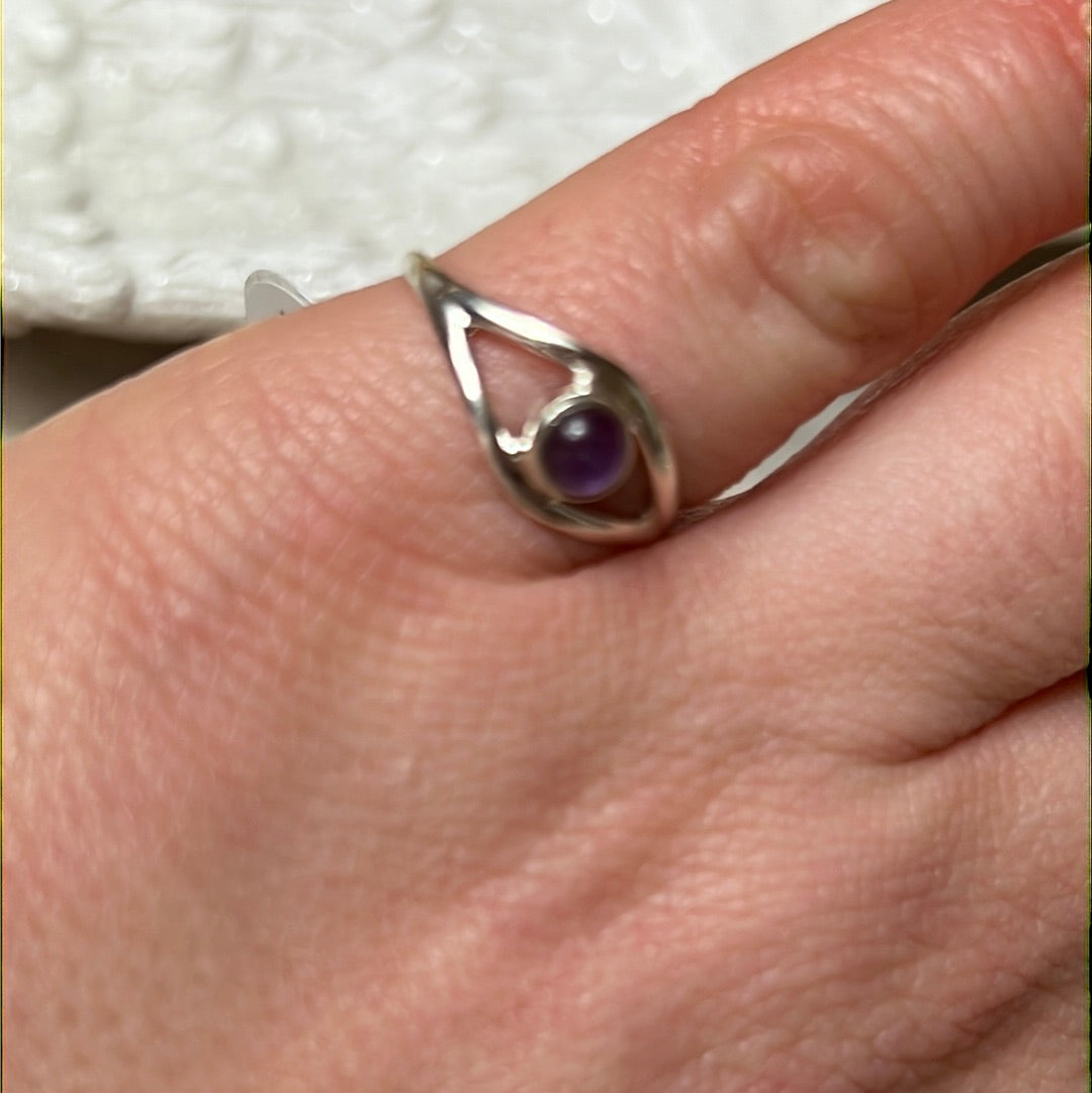Amethyst Evil Eye 925 Silver Ring