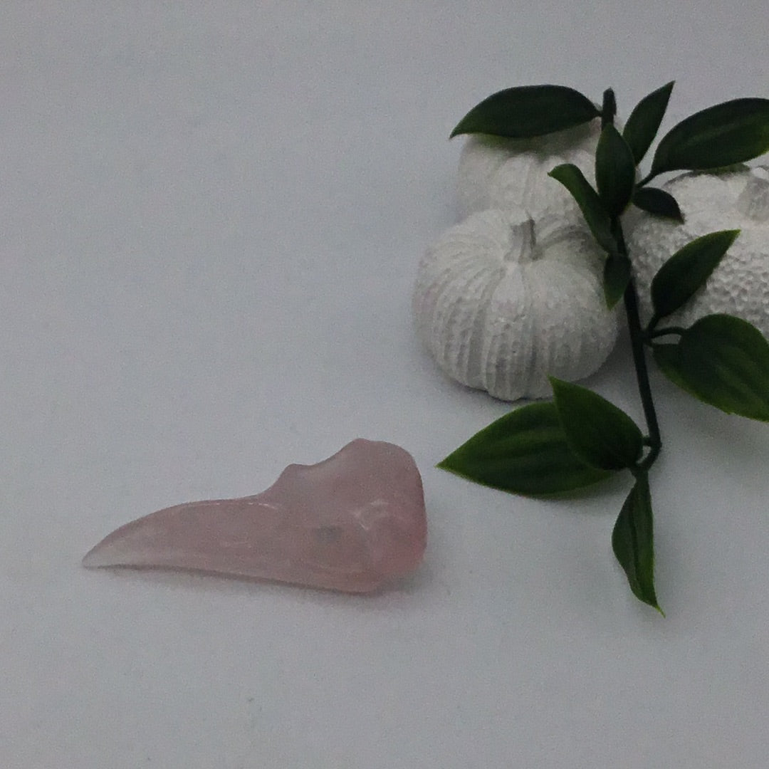Rose Quartz Raven / Crow Skull