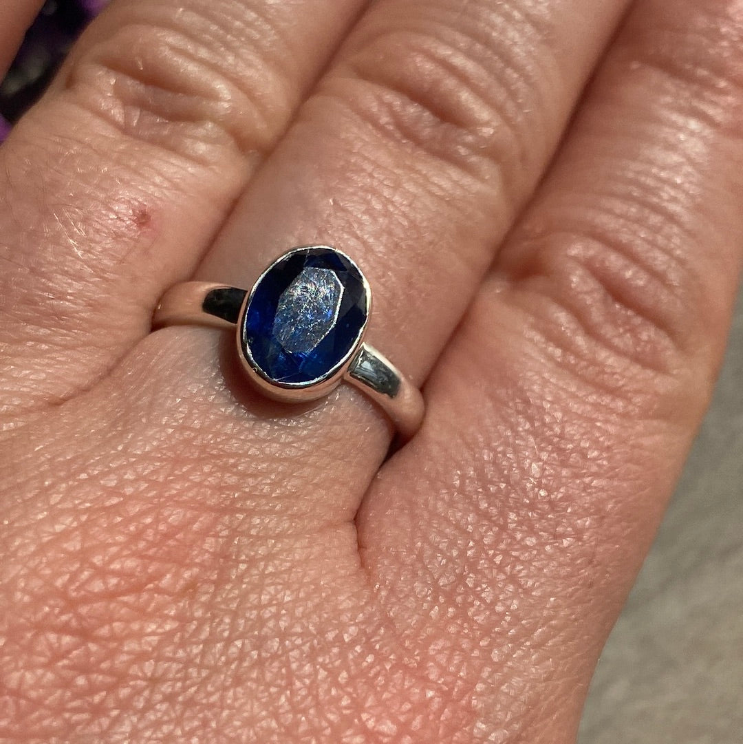 Kyanite Facet 925 Silver Ring -  Size N 1/2