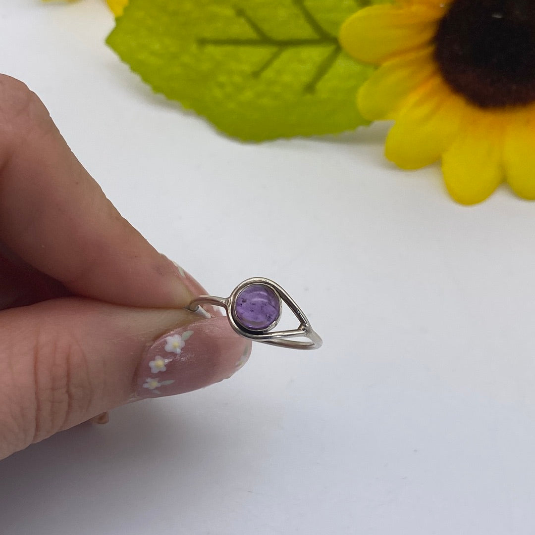 Amethyst 925 Sterling Silver Ring -  Size P - P 1/2