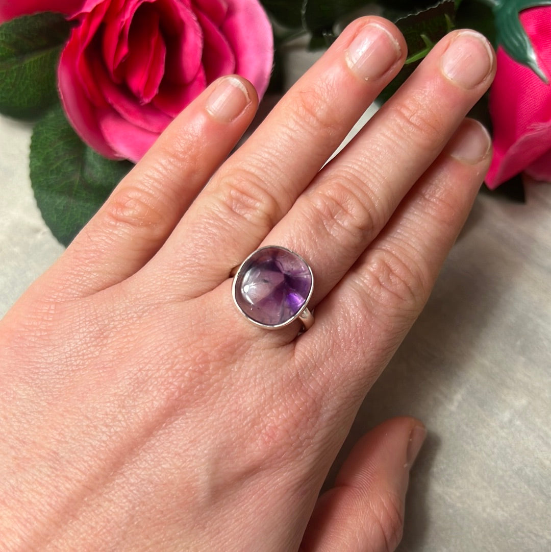 Amethyst 925 Sterling Silver Ring - Size P 1/2