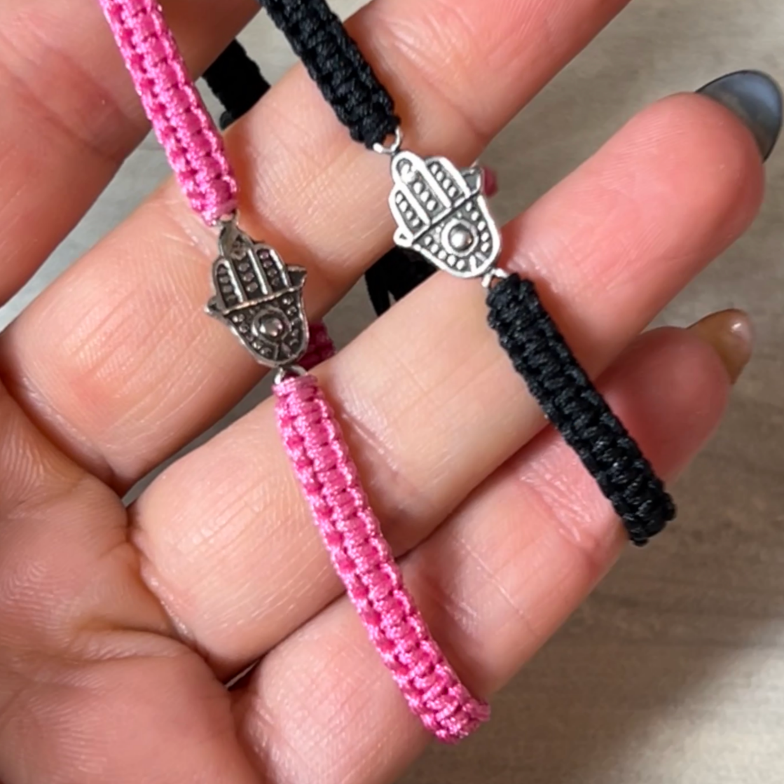 Hamsa Sterling Silver  -  Rope Adjustable Bracelet