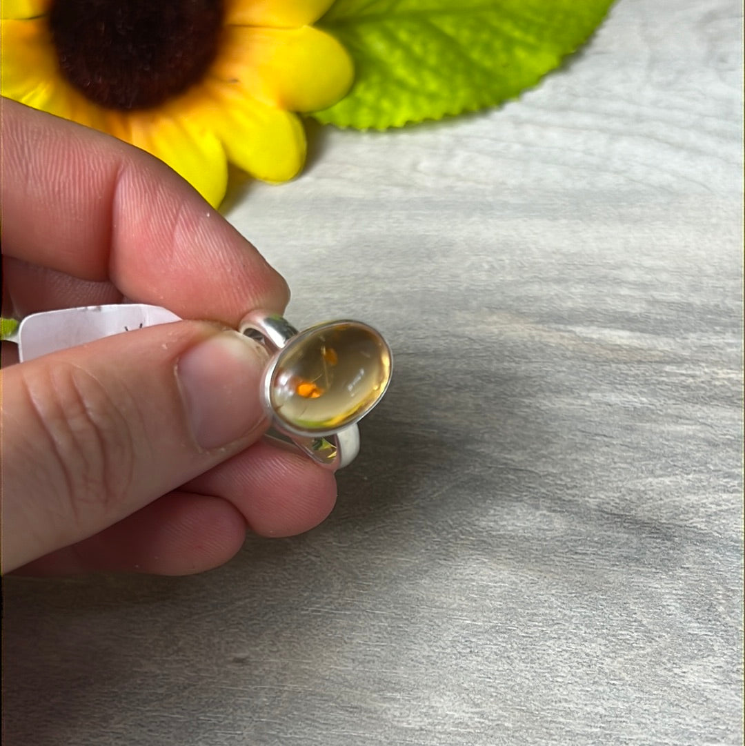 Citrine 925 Sterling Silver Ring - N 1/2