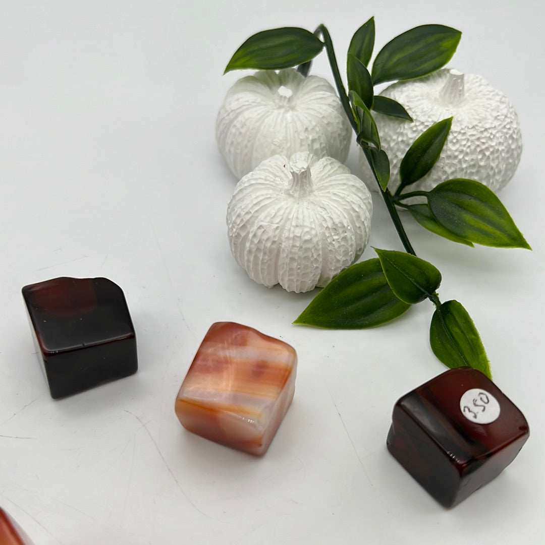 Carnelian polished cubes tumbles
