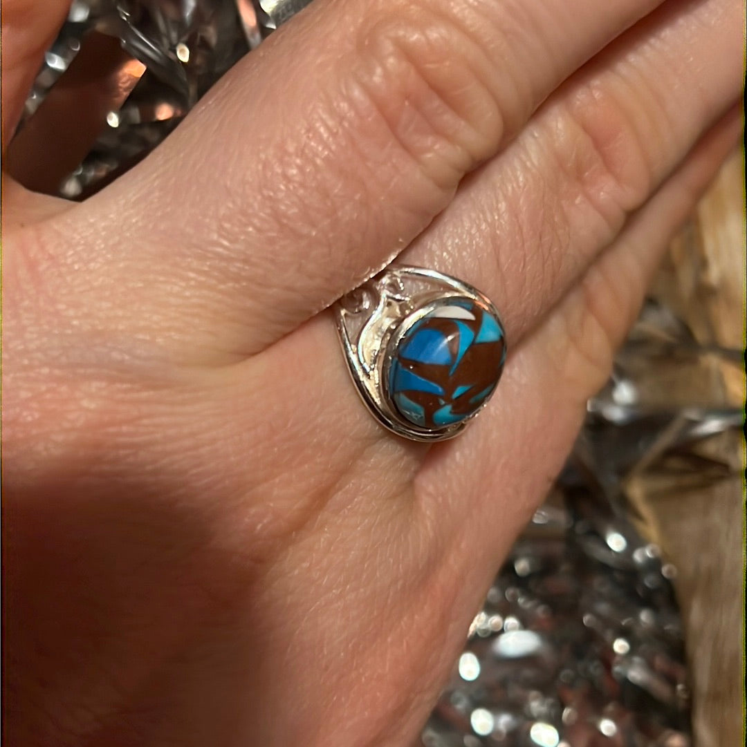 Turquoise 925 Silver Ring -  Size Q 1/2 - R