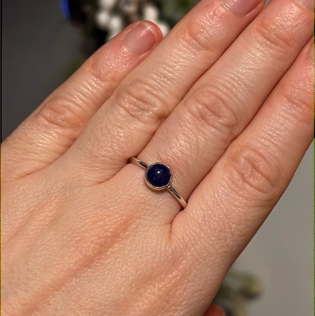 Lapis Dainty 925 Silver Ring - Size N 1/2