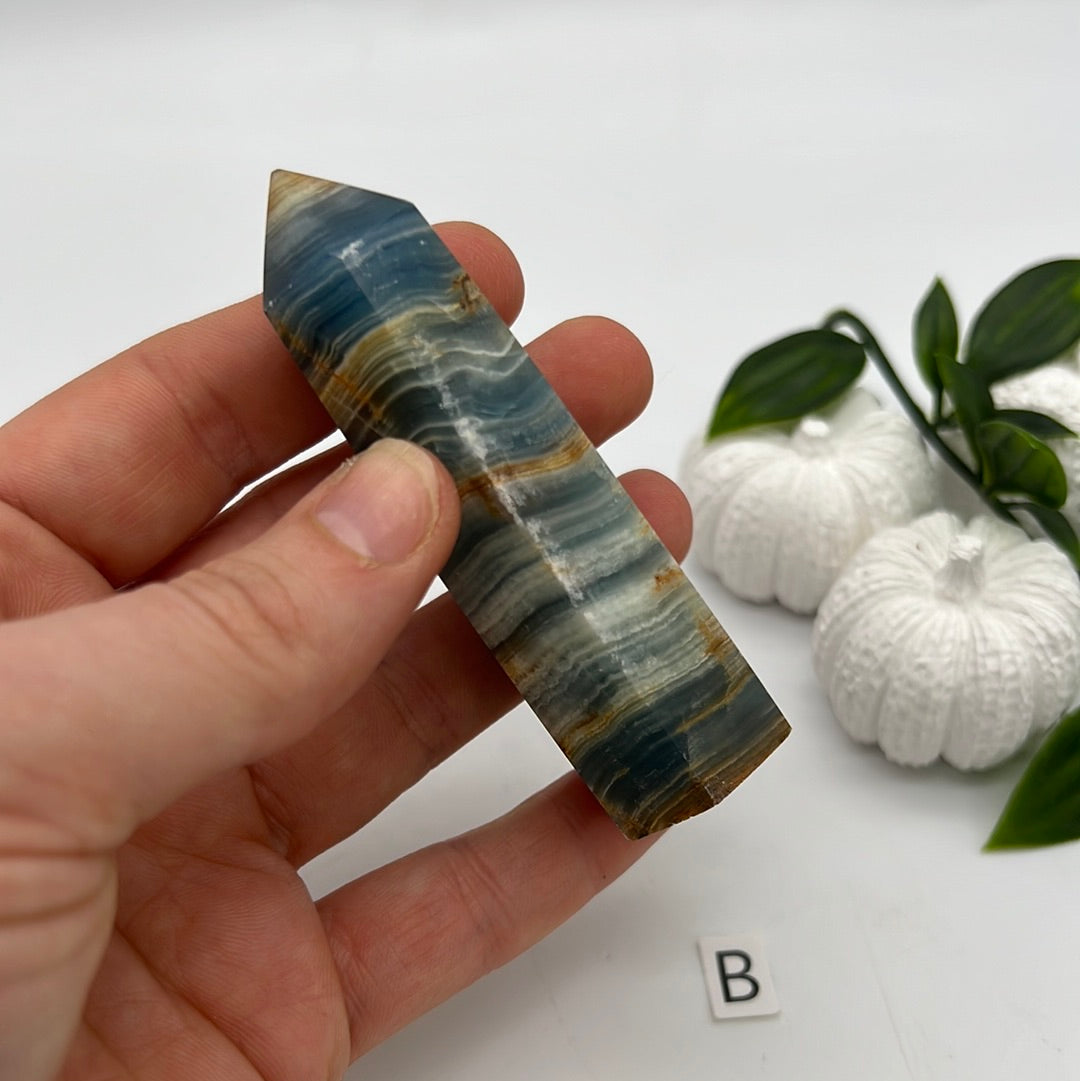 Aquatine Lemurian Calcite Tower (blue onyx)