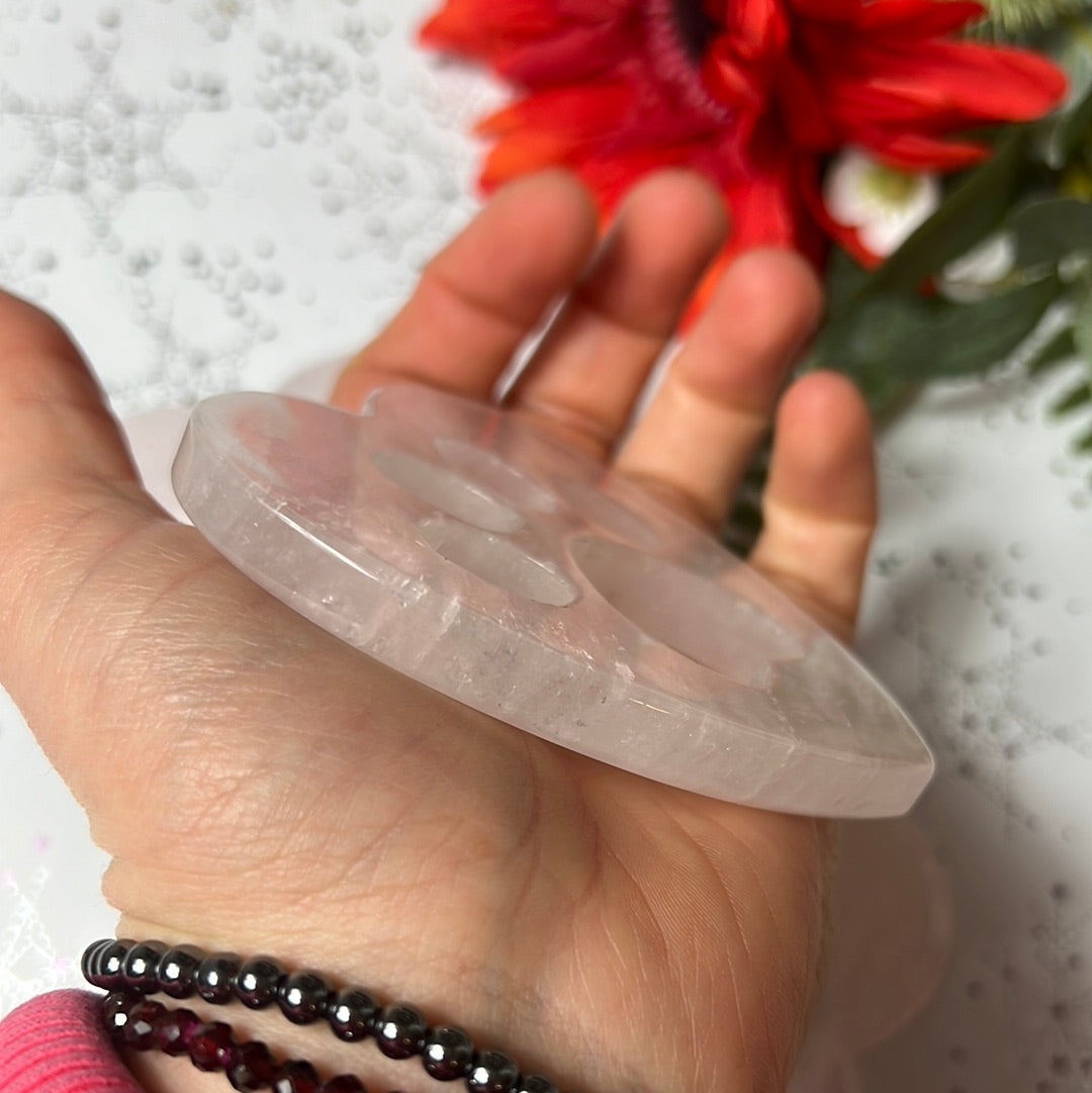 Rose Quartz Large Paw print heart - pet Rembrance memorial grief animal lover gift