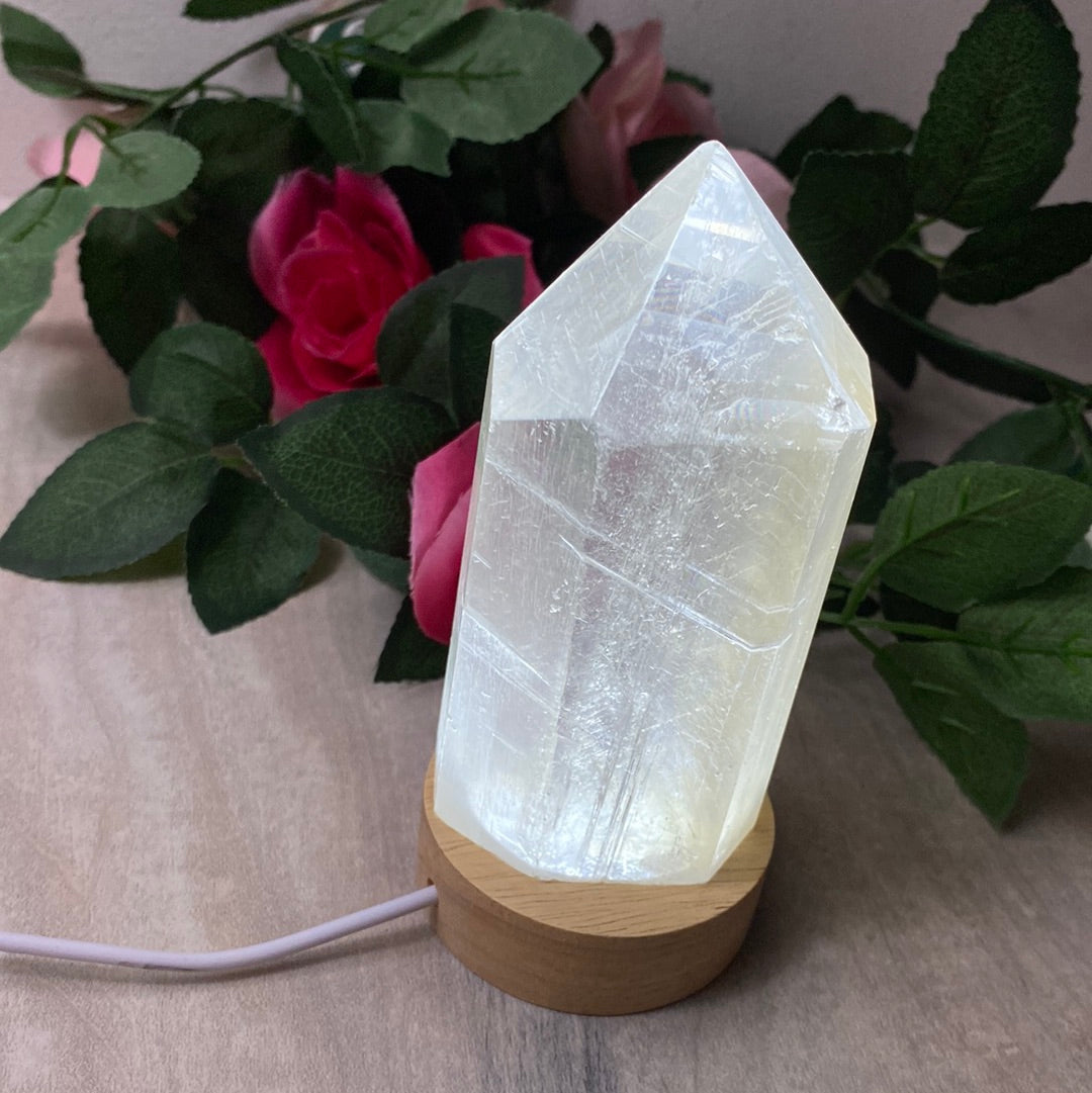 Wood White Light lamp base stand - USB 60mm