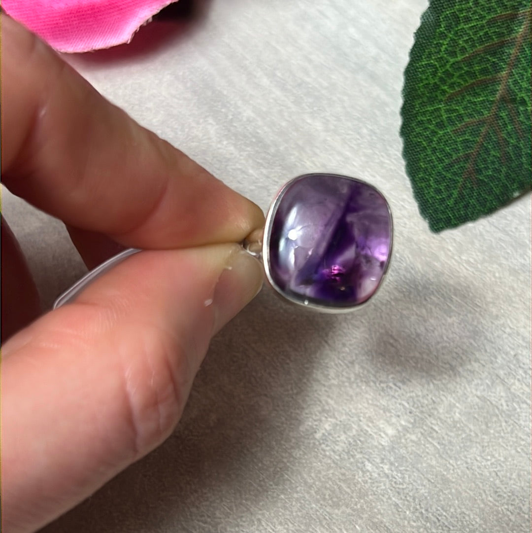 Amethyst 925 Sterling Silver Ring - Size L - L 1/2