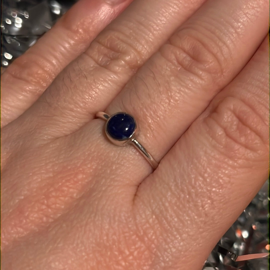 Lapis Dainty 925 Silver Ring - Size N 1/2