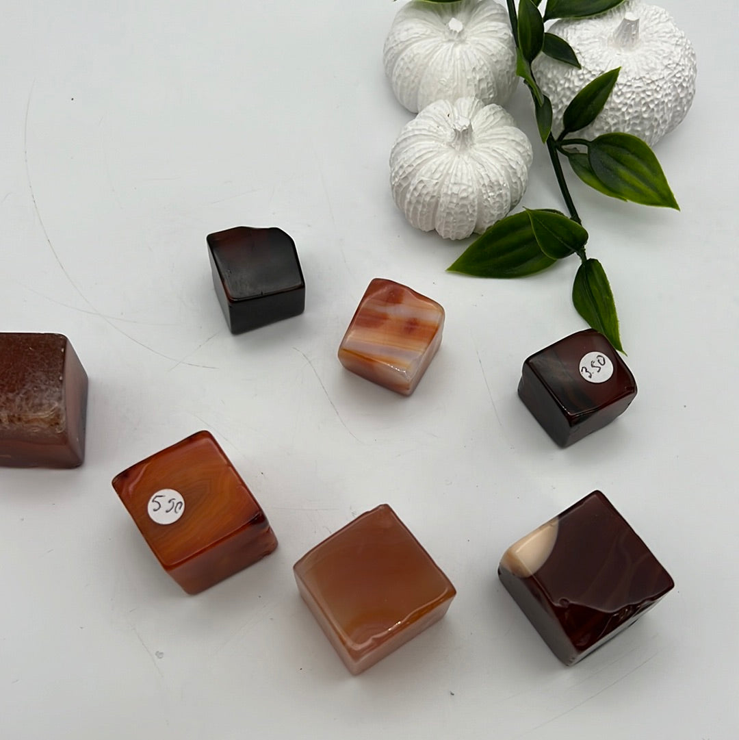 Carnelian polished cubes tumbles