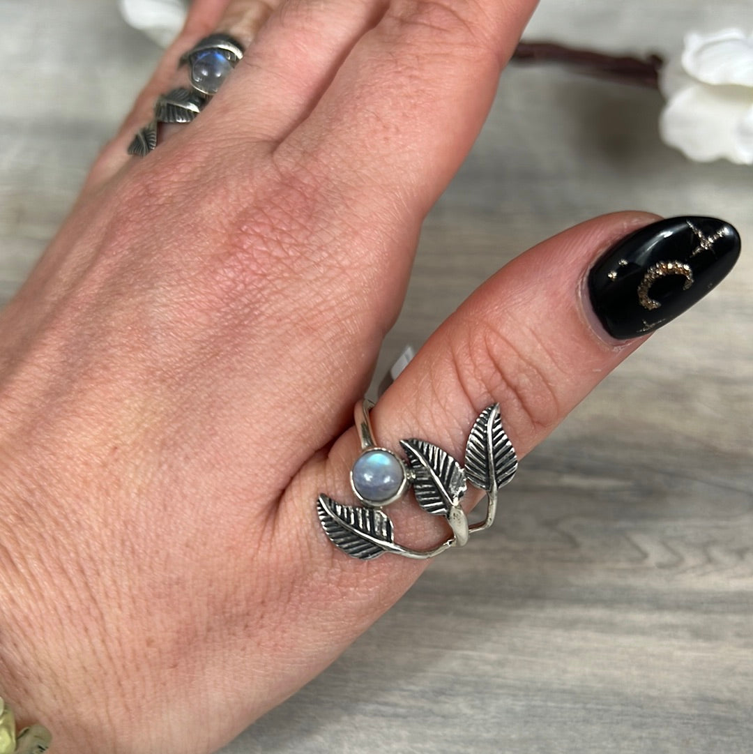 Moonstone Leaf 925 Sterling Silver Ring