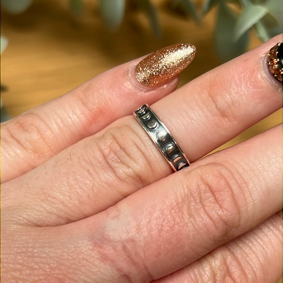 Lunar Moon Phase - Mini Iddy Diddy - (child / toe ) Adjustable 925 Sterling Silver Ring