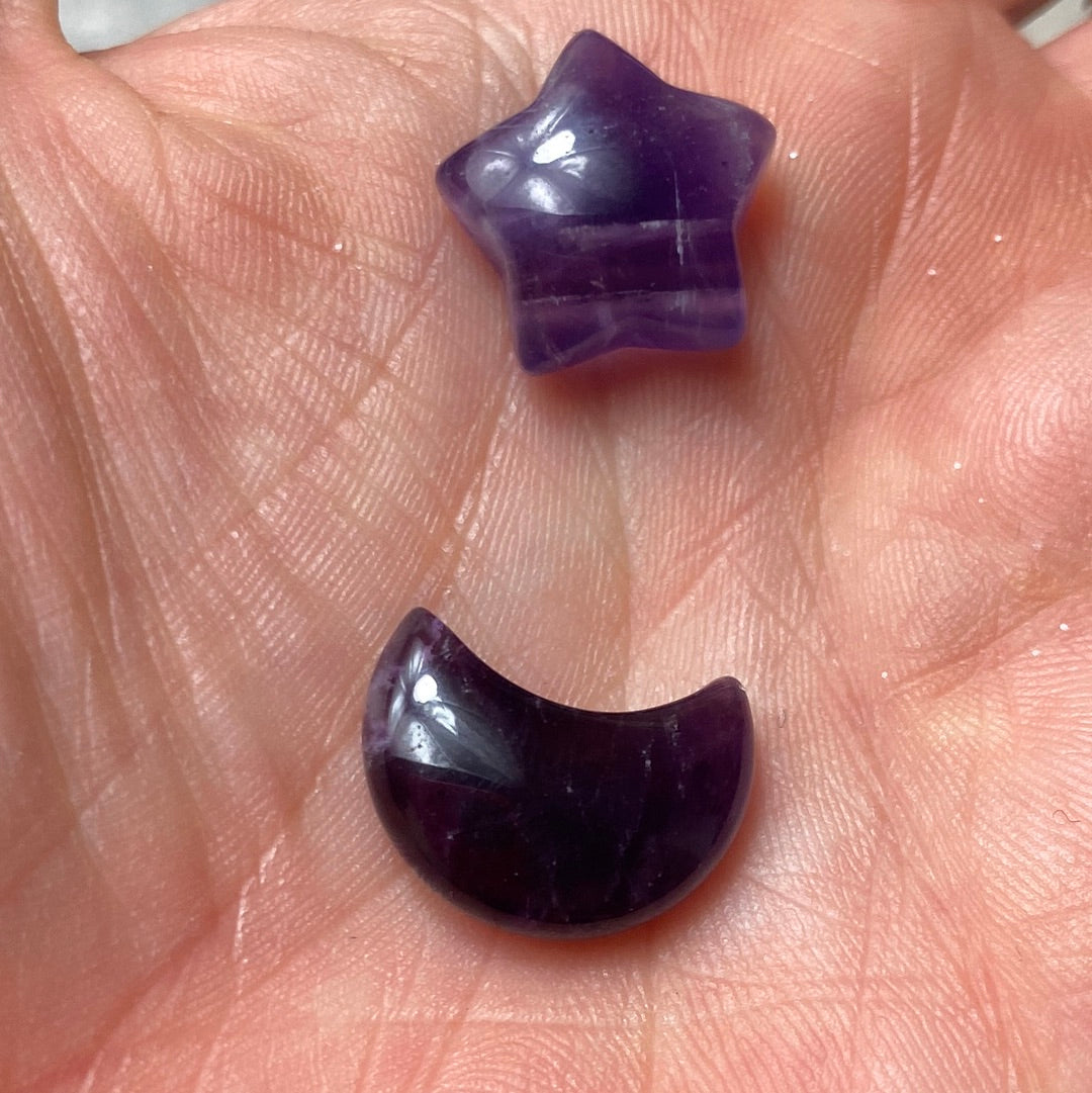 Amethyst Mini Moon Star Pair
