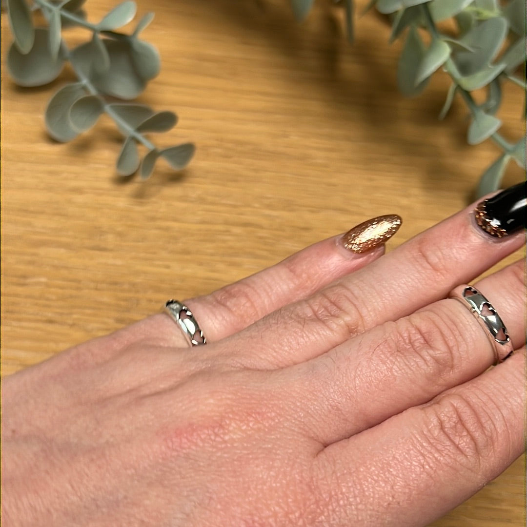 Heart Cutout - Mini Iddy Diddy - ( child / toe ) Adjustable 925 Sterling Silver Ring