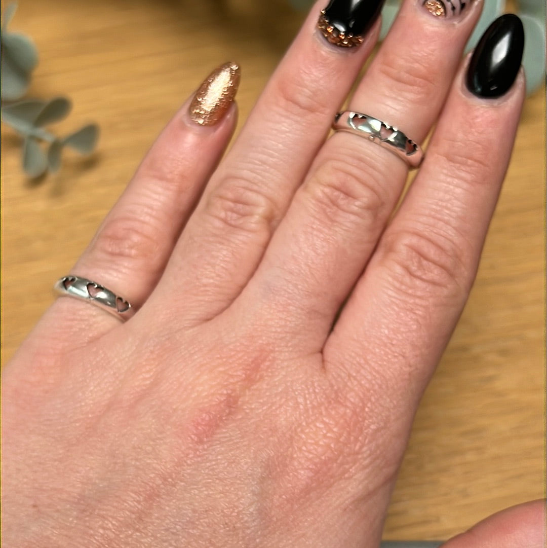 Heart Cutout - Mini Iddy Diddy - ( child / toe ) Adjustable 925 Sterling Silver Ring