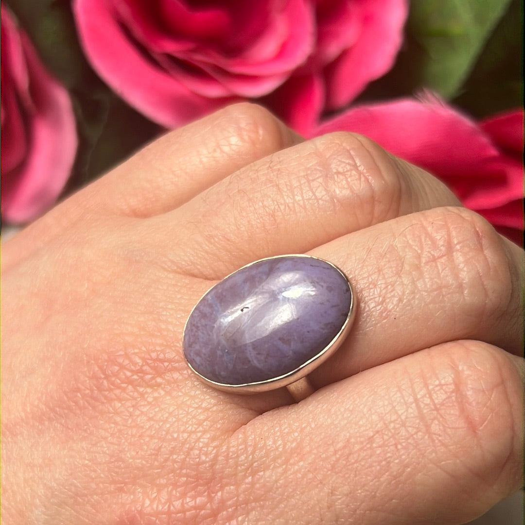 Purple Jade Natural 925 Sterling Silver Ring -  Size P - P 1/2