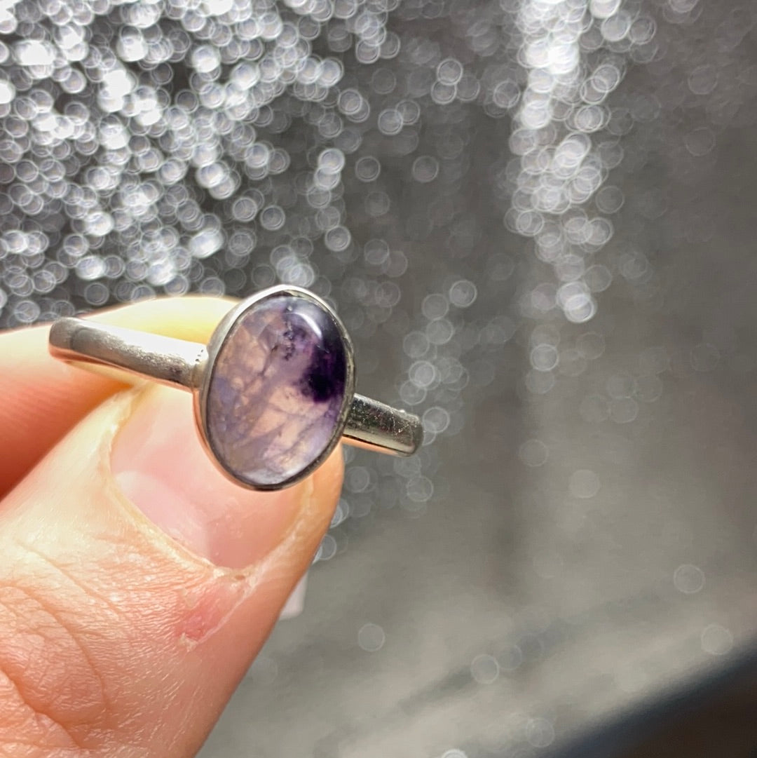 Blue John UK Fluorite Ring Size R1/2 - S 925 Silver