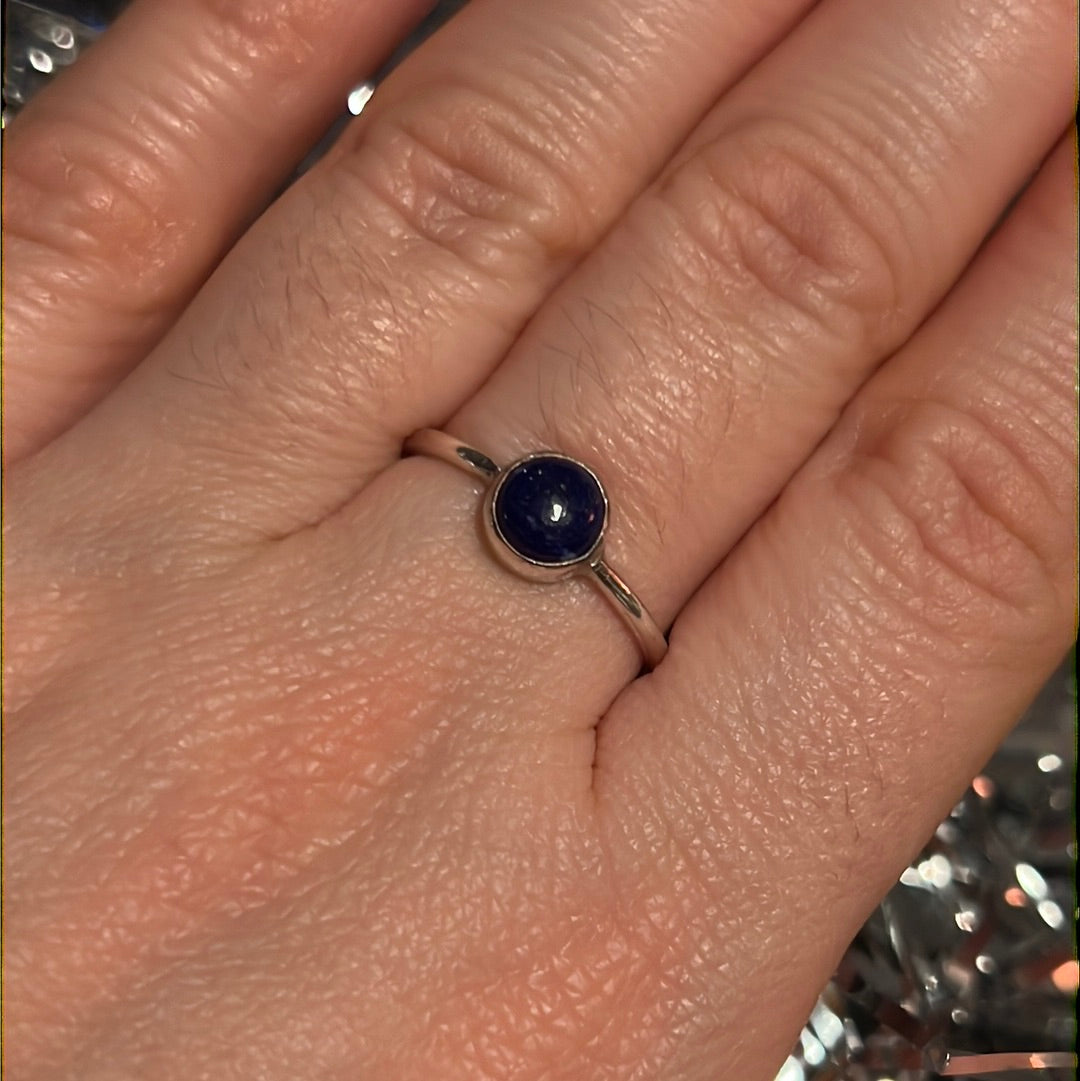 Lapis Dainty 925 Silver Ring - Size N 1/2