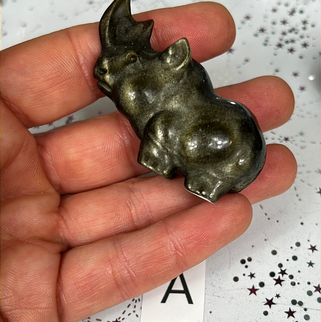 Golden Sheen Obsidian Rhino